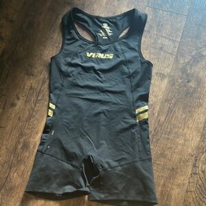 Virus Black and gold singlet. Women’s